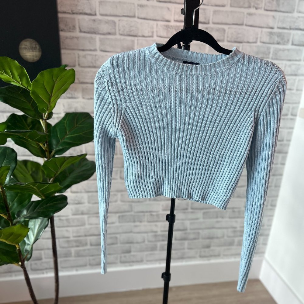 Light Blue Knit Crop Top